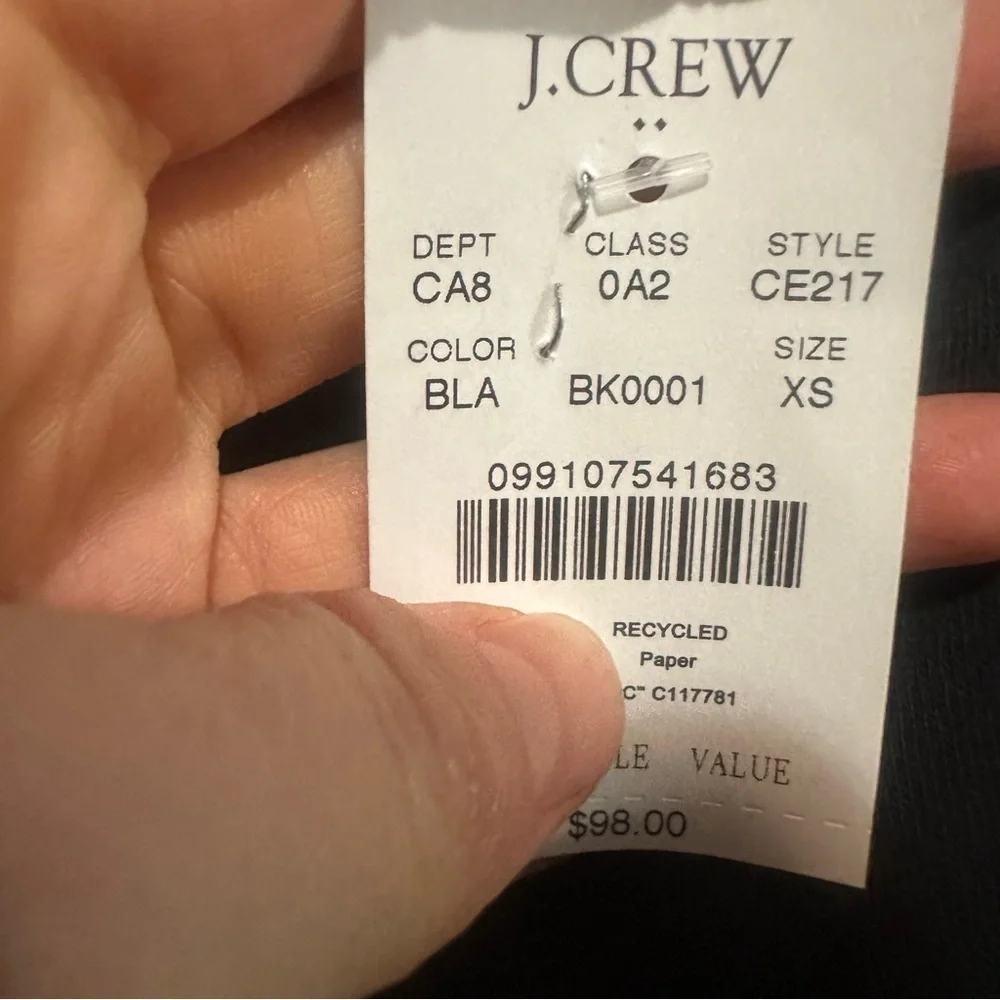 J crew Tartan wide jeweled button-neck pullover sweatshirt